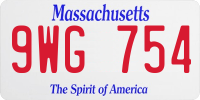 MA license plate 9WG754