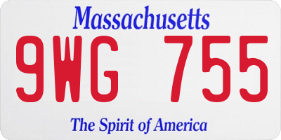 MA license plate 9WG755