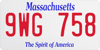 MA license plate 9WG758
