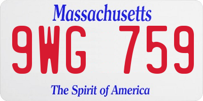 MA license plate 9WG759