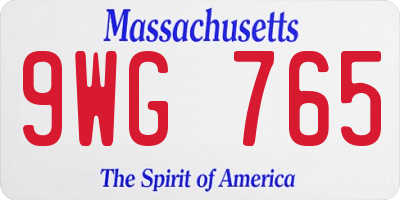 MA license plate 9WG765