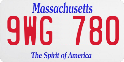 MA license plate 9WG780
