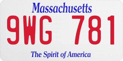 MA license plate 9WG781