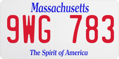 MA license plate 9WG783