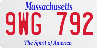 MA license plate 9WG792