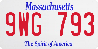 MA license plate 9WG793