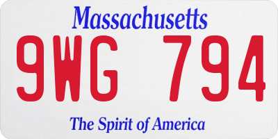 MA license plate 9WG794
