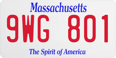 MA license plate 9WG801
