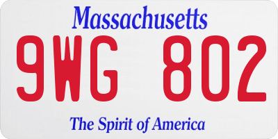 MA license plate 9WG802