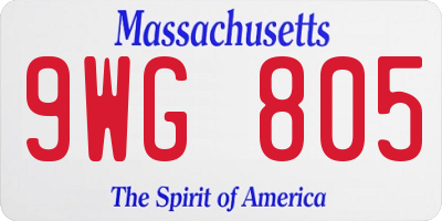 MA license plate 9WG805