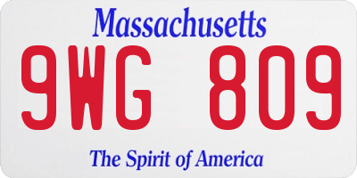 MA license plate 9WG809