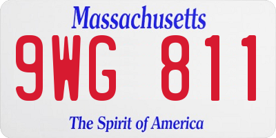 MA license plate 9WG811