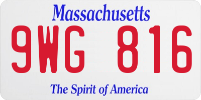 MA license plate 9WG816