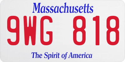 MA license plate 9WG818