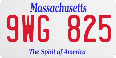 MA license plate 9WG825