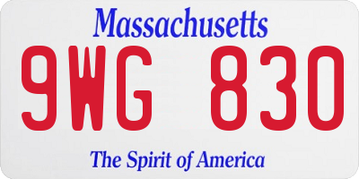 MA license plate 9WG830