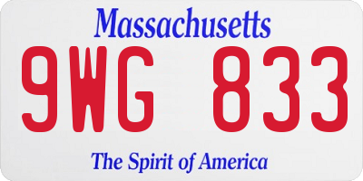 MA license plate 9WG833