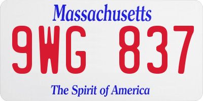 MA license plate 9WG837