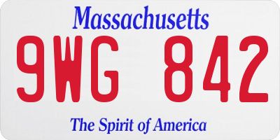 MA license plate 9WG842