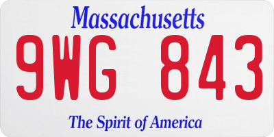 MA license plate 9WG843