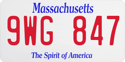 MA license plate 9WG847