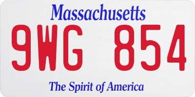MA license plate 9WG854