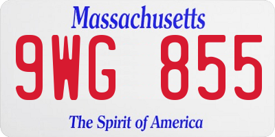 MA license plate 9WG855