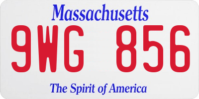 MA license plate 9WG856