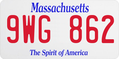 MA license plate 9WG862