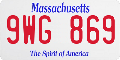 MA license plate 9WG869