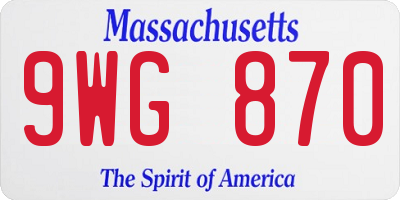 MA license plate 9WG870