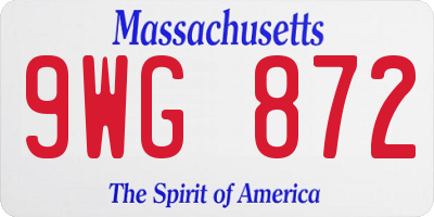 MA license plate 9WG872