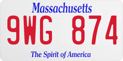 MA license plate 9WG874