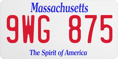 MA license plate 9WG875
