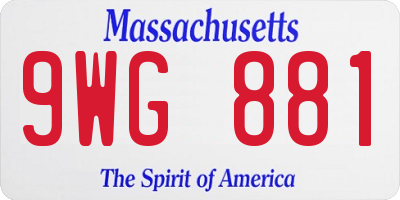 MA license plate 9WG881