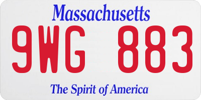 MA license plate 9WG883