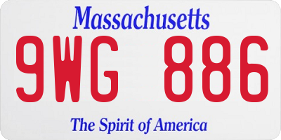 MA license plate 9WG886