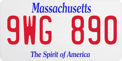 MA license plate 9WG890
