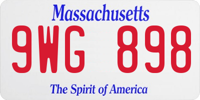 MA license plate 9WG898