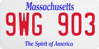 MA license plate 9WG903
