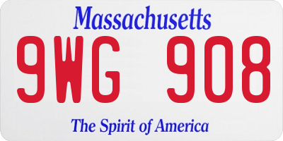 MA license plate 9WG908