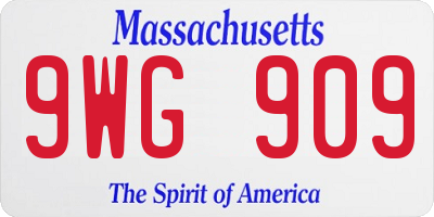 MA license plate 9WG909