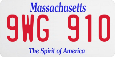 MA license plate 9WG910
