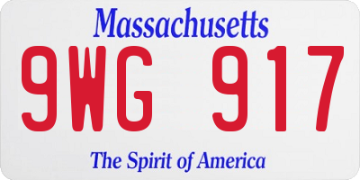 MA license plate 9WG917
