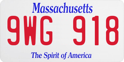 MA license plate 9WG918