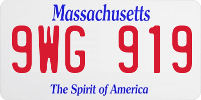 MA license plate 9WG919