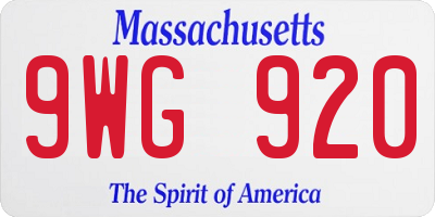 MA license plate 9WG920