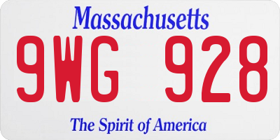 MA license plate 9WG928