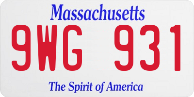 MA license plate 9WG931