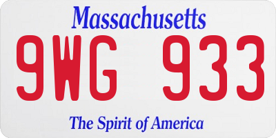 MA license plate 9WG933